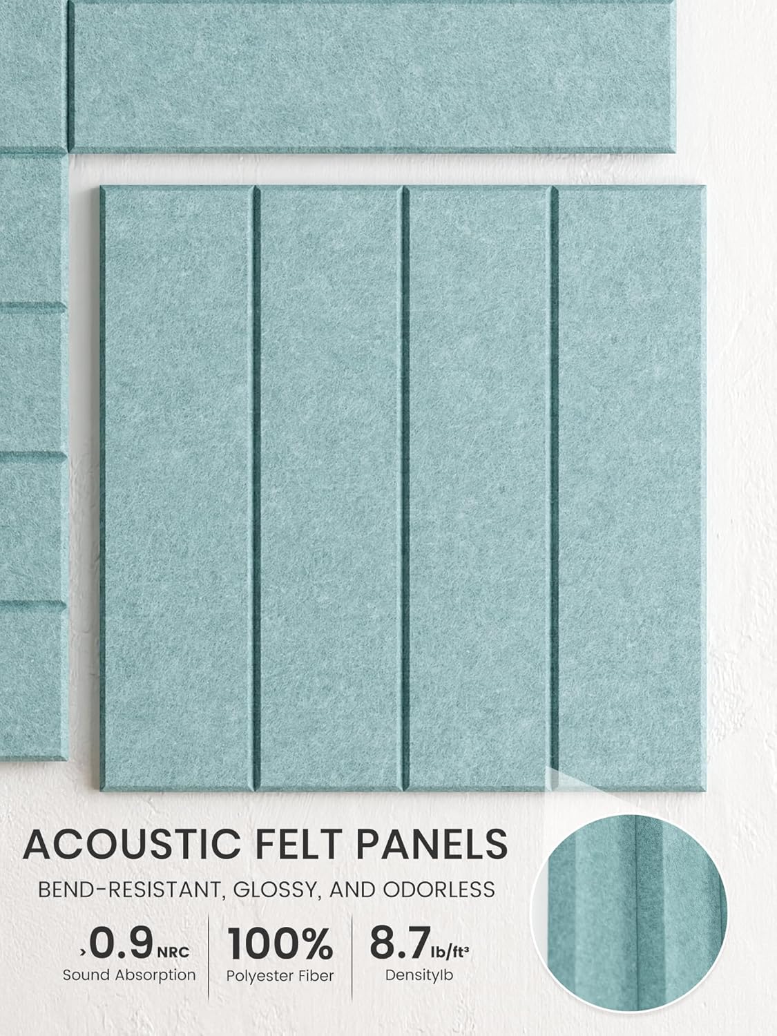 Bumusty Large Cork Board Alternative-48 x 36" Felt Bulletin Board Tiles, with 30 Pushpins, 70 Adhesive Tabs, Bold-Stripe 12-Pack, Cork Boards for Office Push Pin Board Felt Board-Carbon Blue