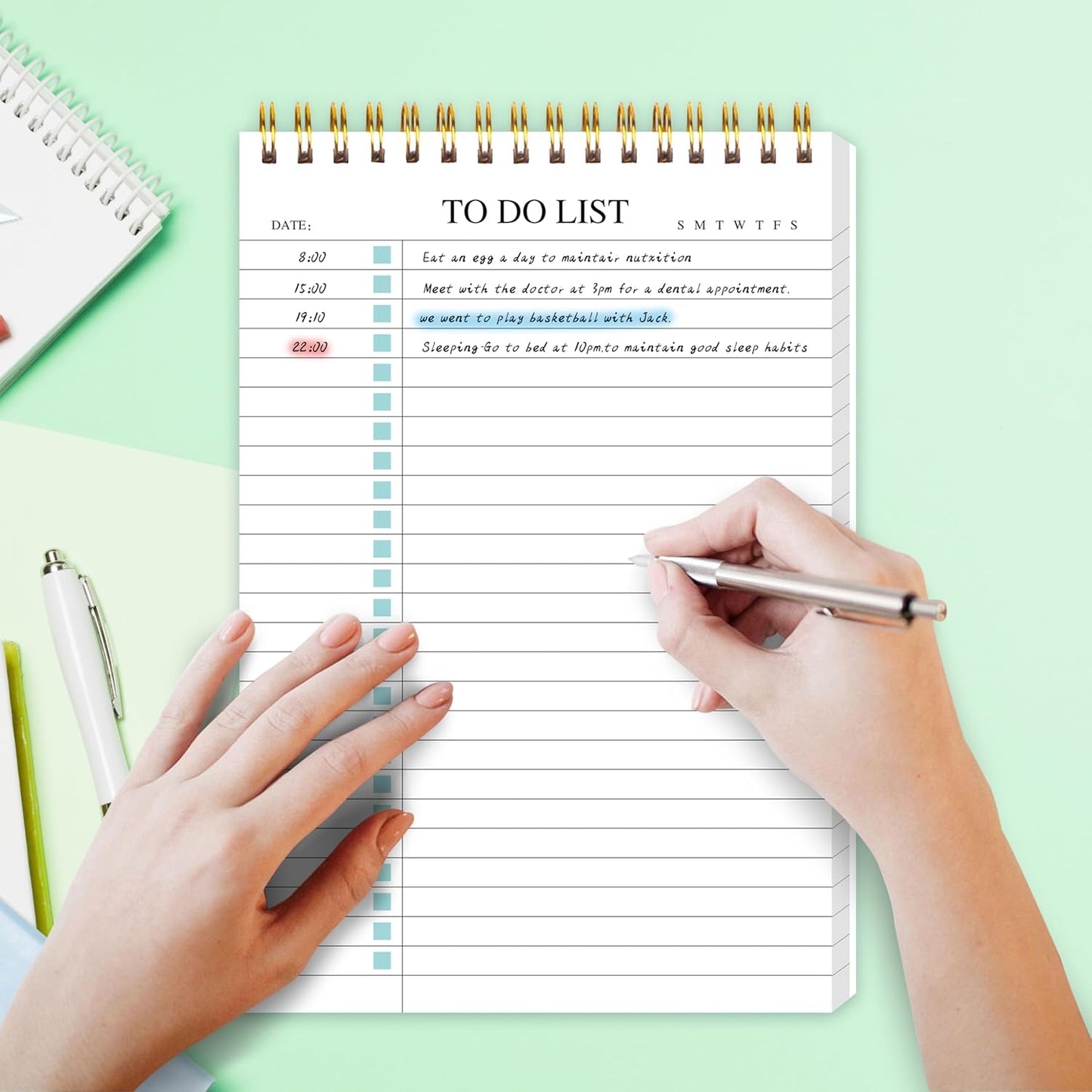 To Do List Notepad 3 Pack, Undated Daily Planner Notepad With To Do List Notebook Checklist Planner Spiral Waterproof Notepad for Office Supplies, School Planner, 52 Sheets/Pack, 5.5"*8.3" A5 Size