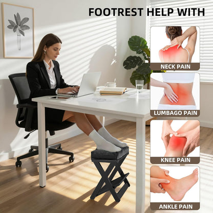 HOMELTSTBO Adjustable Foot Rest Under Desk, Wooden Double Step Footrest with 3 Height Options & Non-Slip EVA Surface, Ergonomic Foot Rest for Under Desk at Work, Enhances Posture,Home Office-Natural