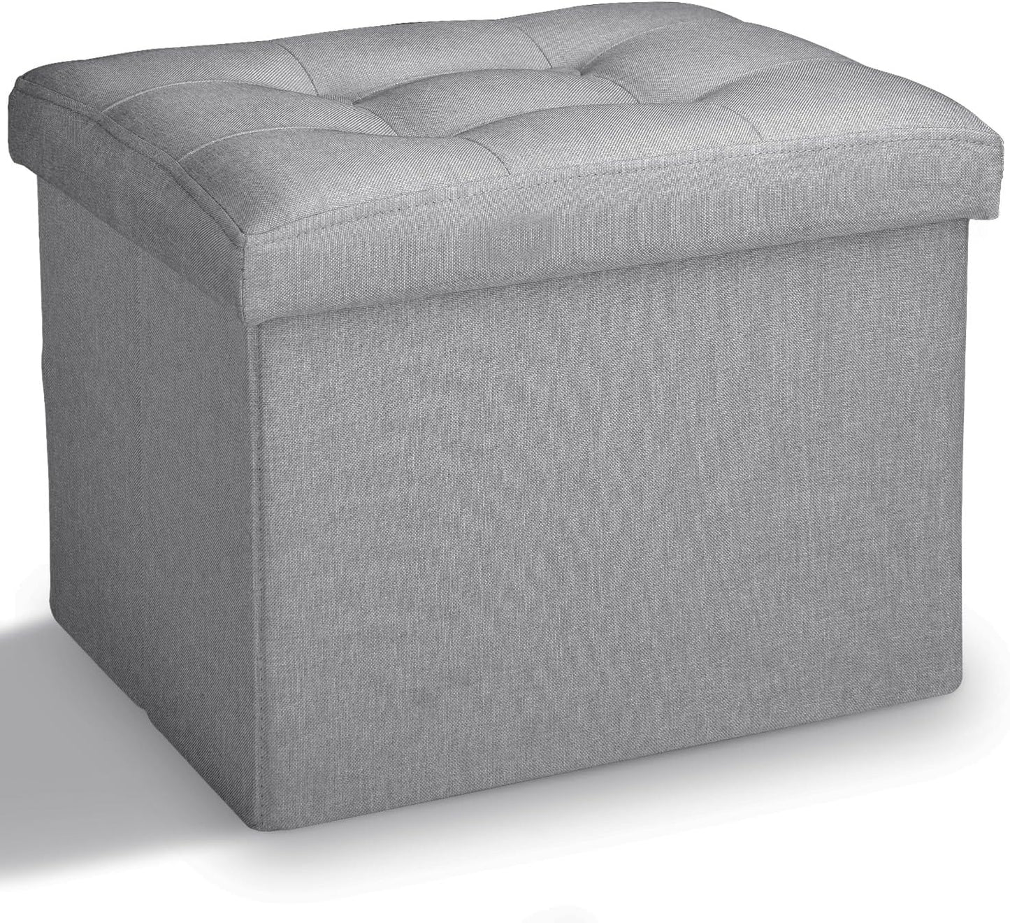 LINMAGCO Ottoman Storage Ottoman with Storage Small Foot Rest Stool Under Desk Stool Short Folding Footrest Linen Cloth Dark Gray 16X12X12IN
