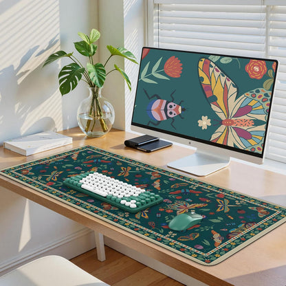 iCasso Desk Cover Mat, Office Mouse Pad, Desk Protector Mat, Extra Large Matt for Desktop,Anti-Slip XXL Big Mousepad with Stitched Edges for Computer Keyboard Retro Black - Colors B