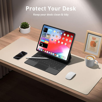 Aothia Leather Office Desk Pad Protector, Non-Slip PU Leather Desk Blotter, Waterproof Laptop Writing Mouse Pad for Office and Home, Black, 31.5" x 15.7" - Colors B