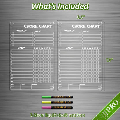 JJPRO Non-Magnetic Clear Weekly Planner & to Do List for Fridge, 8.5"x13" Dry Erase to Do List WhiteBoard,Reuasble Weekly Calendar for Refrigerator,Cabinet,Wall&Glass, All Smooth Surfaces