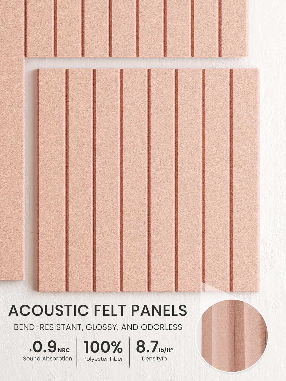 Bumusty Large Cork Board Alternative-48 x 36" Felt Bulletin Board Tiles, with 30 Pushpins, 70 Adhesive Tabs, Fine-Stripe 12-Pack, Cork Boards for Office Push Pin Board Felt Board-Oatmeal