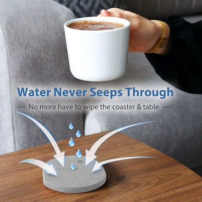 Diatomaceous Earth Coasters Set of 2 for Drinks, Moisture Water Absorbent Stone Coasters for Table Desk at Work, Water Absorbing Instant Drying Diatomite, Modern White