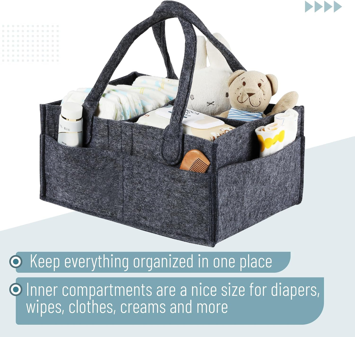 Mr. Pen- Baby Diaper Caddy Organizer, Gray, Medium, Nursery Storage Bin and Car Organizer for Diapers and Baby Wipes