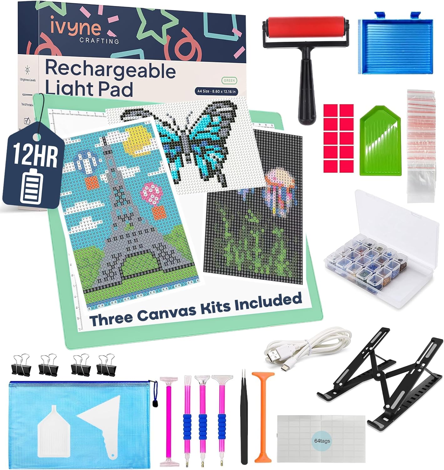 iVyne Rechargeable A4 Light Pad for Tracing & Weeding - LED Light Board for Weeding Vinyl - for Cricut Vinyl Weeding Tools - Ultra-Thin & Portable - Perfect for Artists & Crafters - Pink
