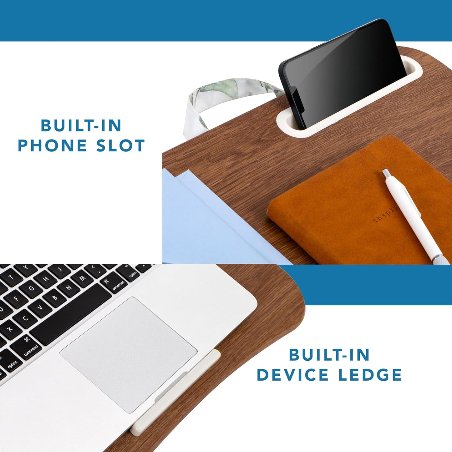 LAPGEAR Designer Lap Desk with Phone Holder and Device Ledge - Arrow Stripes - Fits up to 15.6 Inch Laptops - Style No. 45411