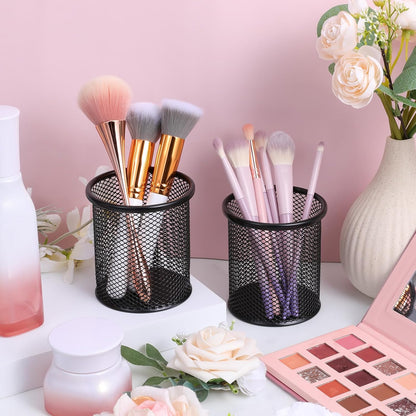 8 Pack Pencil Cups Mesh Pencil Holder Metal Pen Holder for Desk, Small Desktop Pen Cup Holders Desk Accessories & Workspace Organizers for Home, Office, Black 3.8’’ Tall