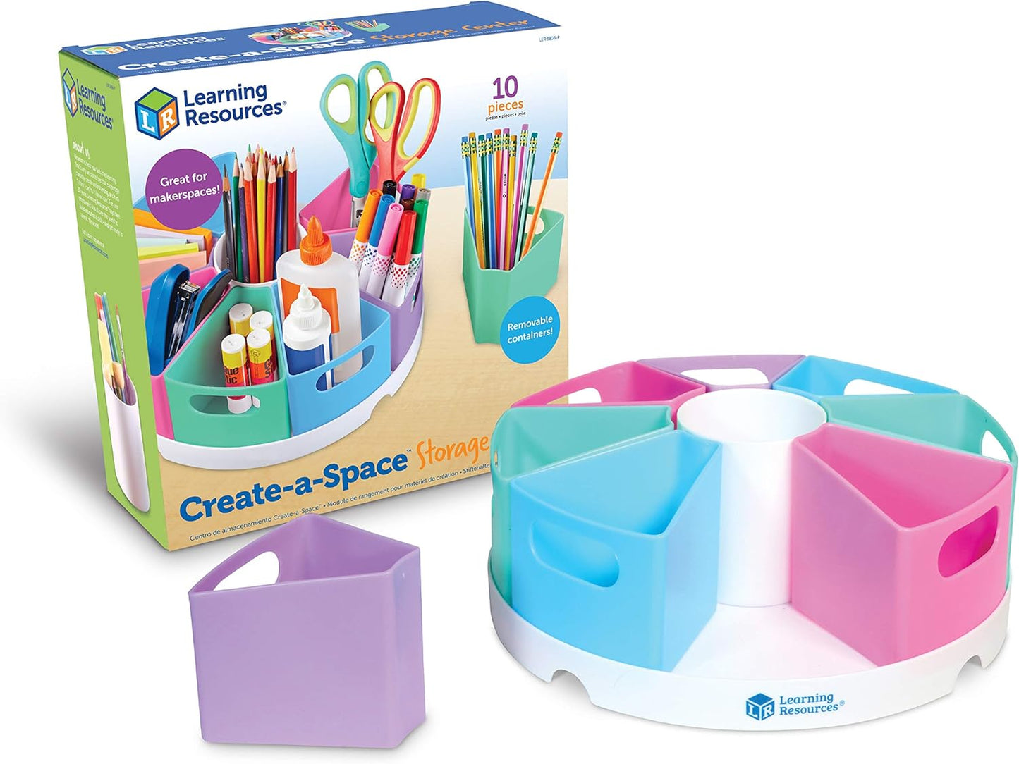 Learning Resources Create a Space Storage Center - Toy Desk Organizer, Classroom Workspace Must Haves, Homeschool Organization, Arts & Crafts , Caddy, Office & Teacher Supplies