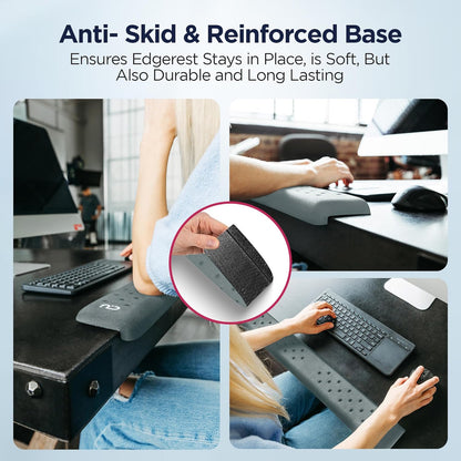 EdgeRest PostureUp L-Shaped Desk Long Wrist Rest Elbow, Forearm & Wrist Comfort Support for Table or Desk Edge, Non-Slip, Memory Foam Padding, Ergonomic Design for Work, Universal Fit, Black