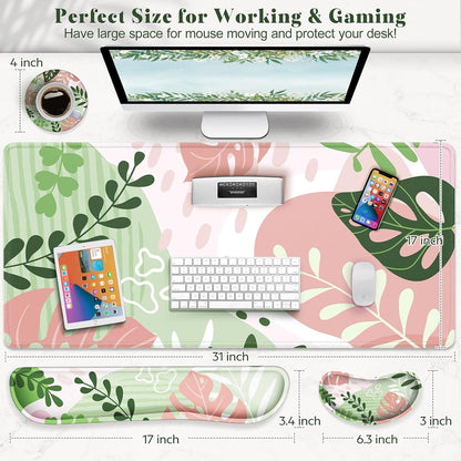 Gimars Upgrade Enlarge Silky and Superfine Fabric Gel Memory Foam Keyboard Wrist Rest Set, Ergonomic Keyboard Mouse Wrist Support for Typing Pain Relief, Comfort for Office, Gaming, Computer, Black