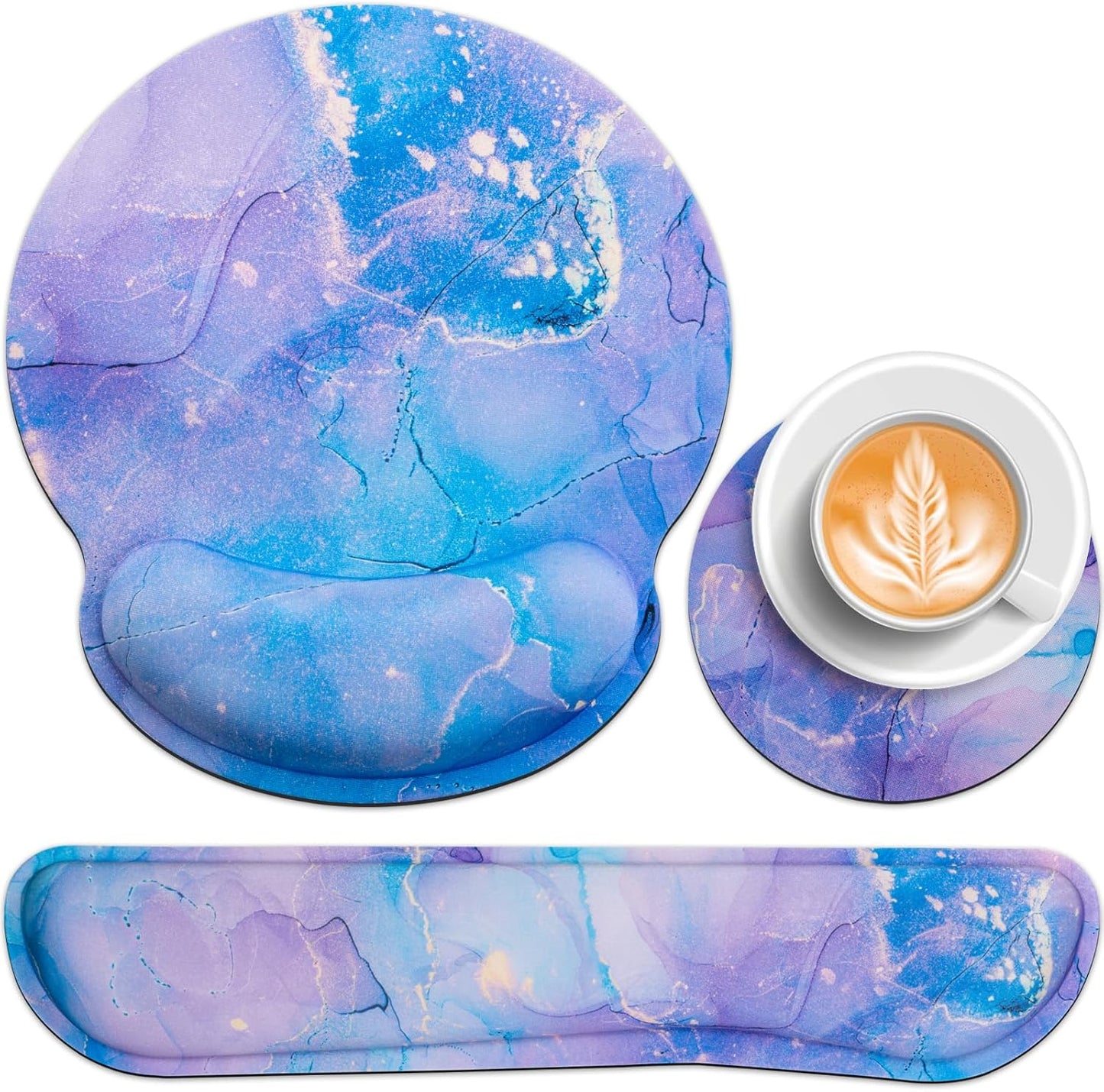 Ergonomic Keyboard Wrist Rest, Mouse Pad with Wrist Rest Anime, Cat Gaming Mousepad with Wrist Support, Memory Foam Wrist Rest Set for Computer Keyboard, Funny Cute Office Desk Accessories
