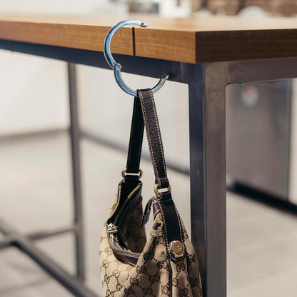 Attaché Purse Hook for Table - Portable Bag Hanger, Strong Durable Handbag Holder - 35lb Capacity Desk Hanger, Premium Bag Clip with Gift Box, Anti-Slip Car Tote Accessory - Aria Gold