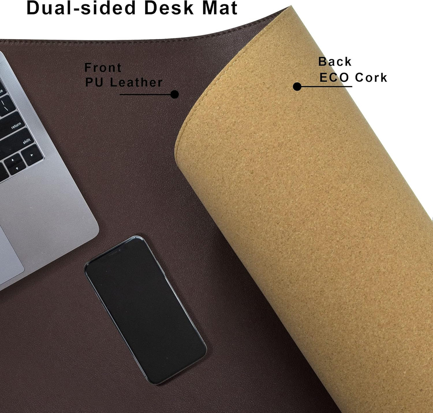 Cacoy 36" x 20" Leather Desk Mat for Home Office, Extra Large PU Leather Desk Pad Blotters, Waterproof Computer Keyboard Mat, Extended Gaming Mouse Pad, Desk Protector for Desktop and PC Laptop, Black