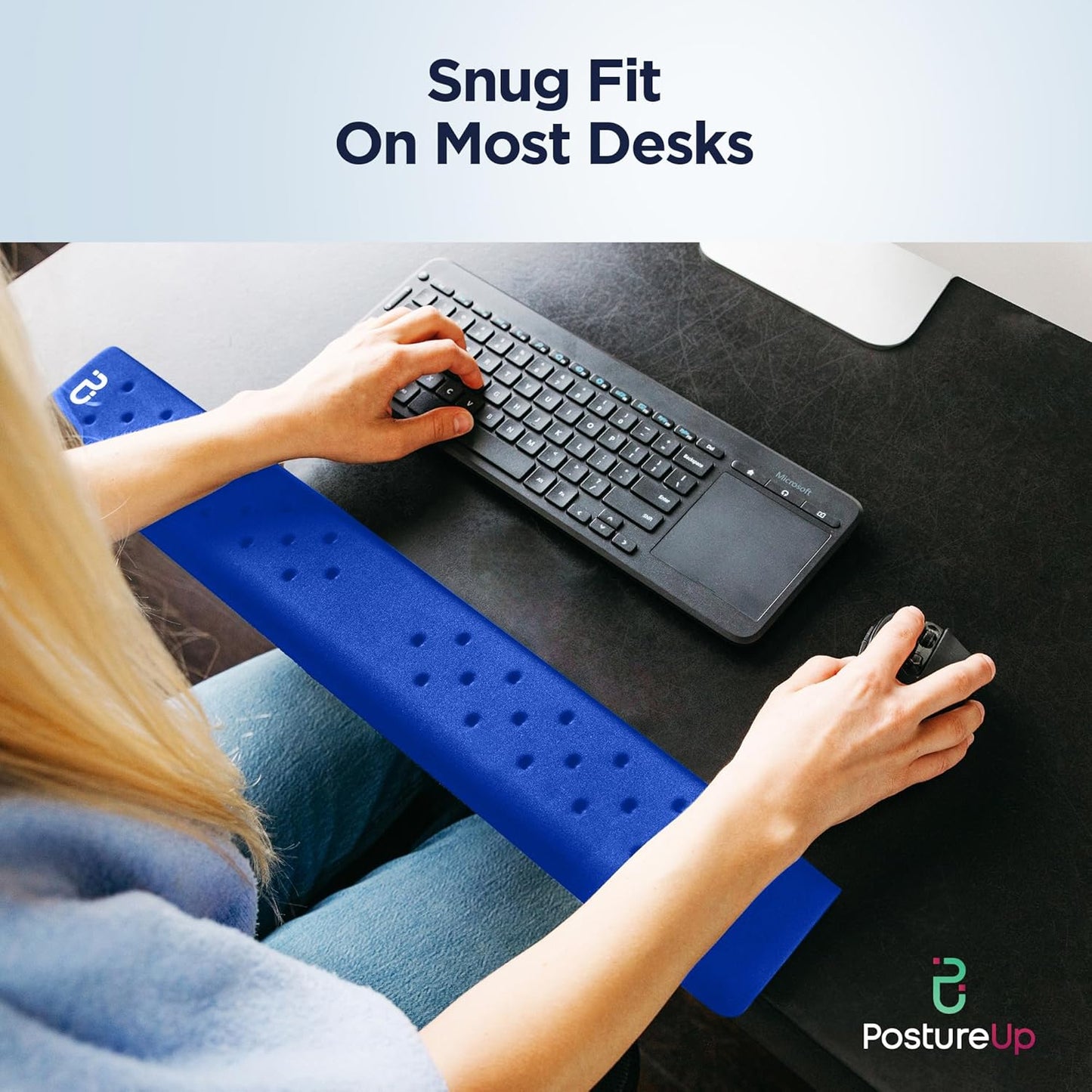 EdgeRest PostureUp L-Shaped Desk Long Wrist Rest Elbow, Forearm & Wrist Comfort Support for Table or Desk Edge, Non-Slip, Memory Foam Padding, Ergonomic Design for Work, Universal Fit, Black