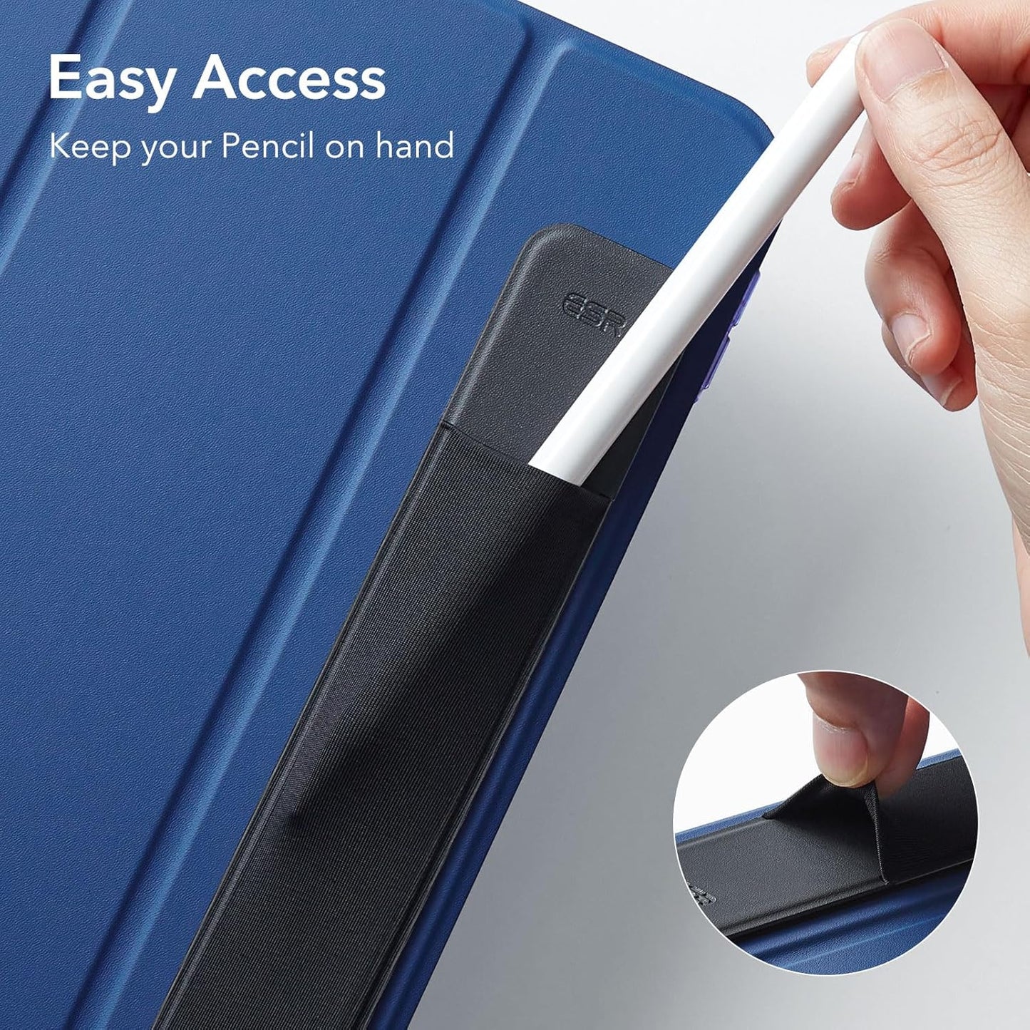 ESR Pencil Case Holder Compatible with The Pencil (Pro and 1st and 2nd Gen), Elastic Pocket for Stylus Pen [Pencil Protected and Safe] Pouch Adhesive Sleeve Attached to Case for Pencil, Black
