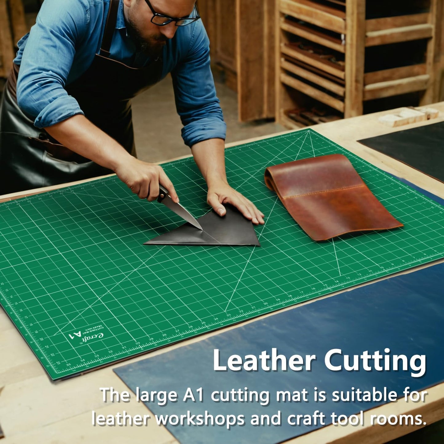 Ecraft Large Self Healing Cutting Mat: 24" x 36" Double Sided 5-Ply Hobby Mat, A1 Rotary Cutting Sewing Mat for Crafts, Fabric,Sewing,Quilting,Scrapbooking,Projects,Grey/Black