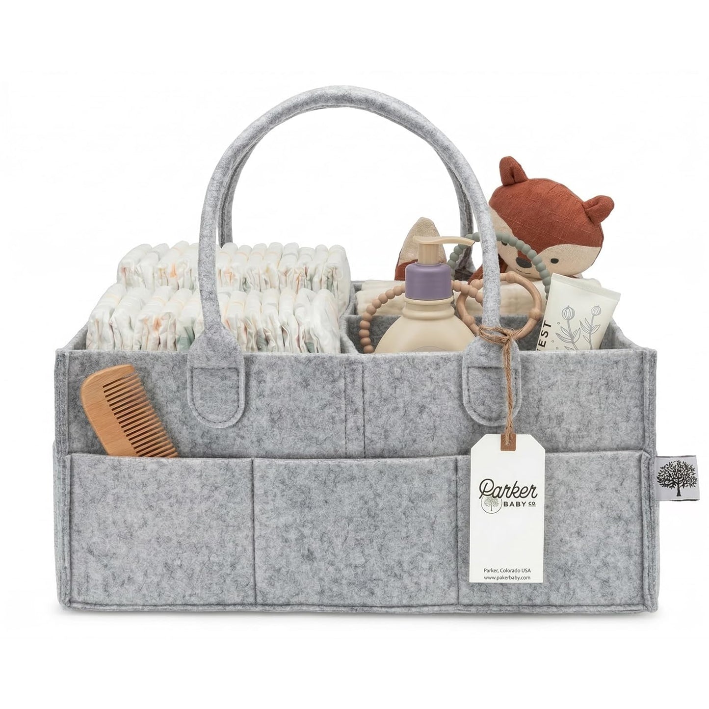 Parker Baby Diaper Caddy - Nursery Storage Bin and Car Organizer for Diapers and Baby Wipes - Oatmeal, Regular