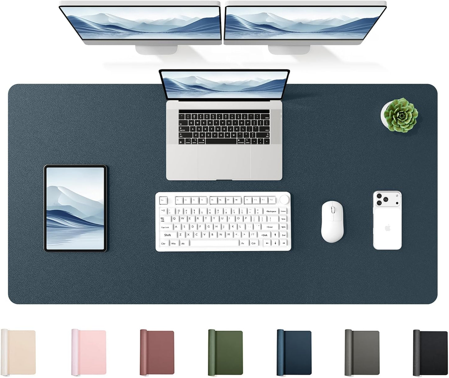 YSAGi 35.4" x 17" Large PU Leather Desk Mat for Keyboard and Mouse - Waterproof Non-Slip Desk Pad Protector for Office, Home, Writing Desk, Black