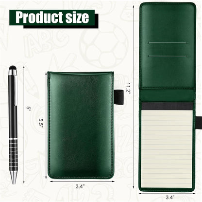 Outus 10 Pcs Mini Pocket Notepad Holder Set Included Small Leather Pocket Notebook Holder with 50 Lined Sheets, Metal Pen, 8 Pcs 3 x 5 Inch Memo Book Refills, 30 Lined Paper Per Note Pad (Black)