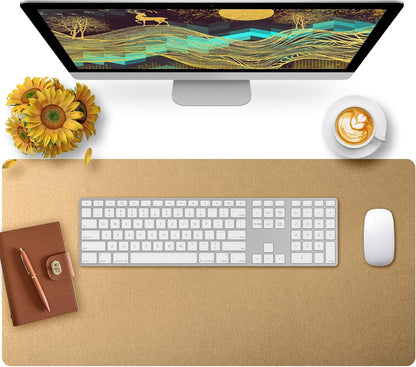 Bloss Leather Desk Pad and Keyboard Wrist Rest, Large Mouse Pad + Keyboard Pad+Mouse Wrist Support, Non-Slip Desk Mat Protector for Office, Home(31.5×15.7 Inches,Beige) - Colors B