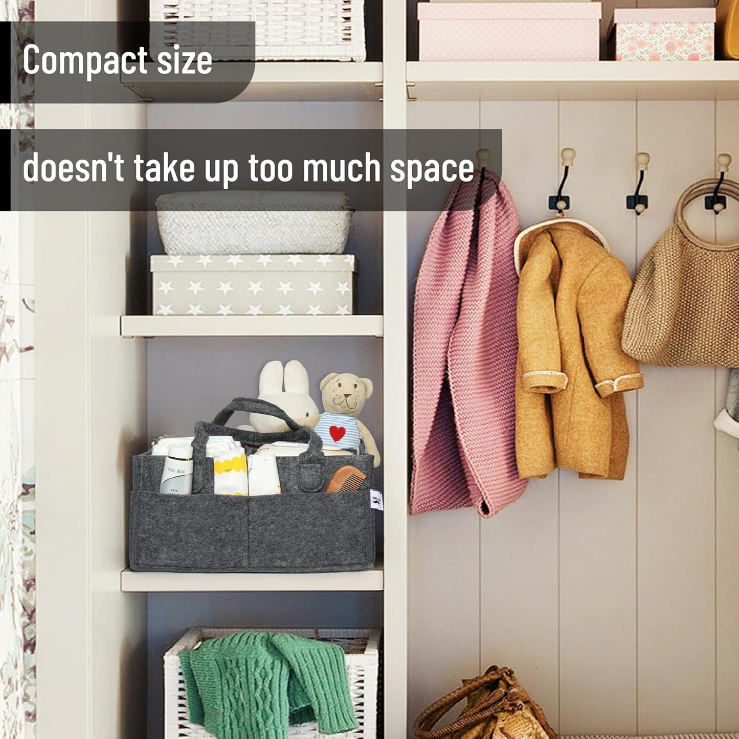 Mr. Pen- Baby Diaper Caddy Organizer, Gray, Medium, Nursery Storage Bin and Car Organizer for Diapers and Baby Wipes