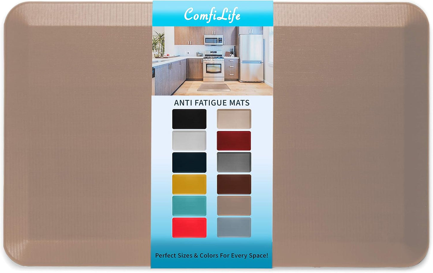 ComfiLife Anti Fatigue Floor Mat – 3/4 Inch Thick Kitchen Mats for Floor, Standing Desk Mat, Kitchen Rug – Comfort at Home, Office – Durable – Stain Resistant – Non-Slip Bottom (20" x 32", Black)