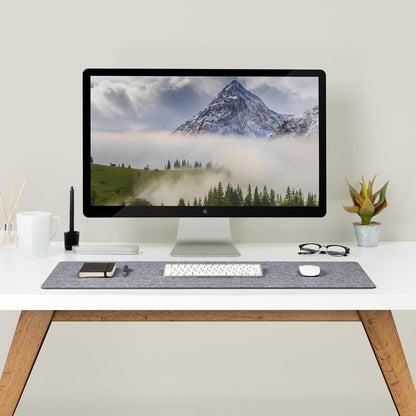 Premium Felt Desk Mat | Medium 12" x 36" | Multifunctional Desk Pad for Home Office | Light Gray