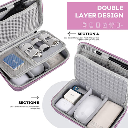 Hard Travel Electronic Organizer Case for MacBook Power Adapter Chargers Cables Power Bank Apple Magic Mouse Apple Pencil USB Flash Disk SD Card Hard Drive Waterproof Shockproof Carrying Bag, Black
