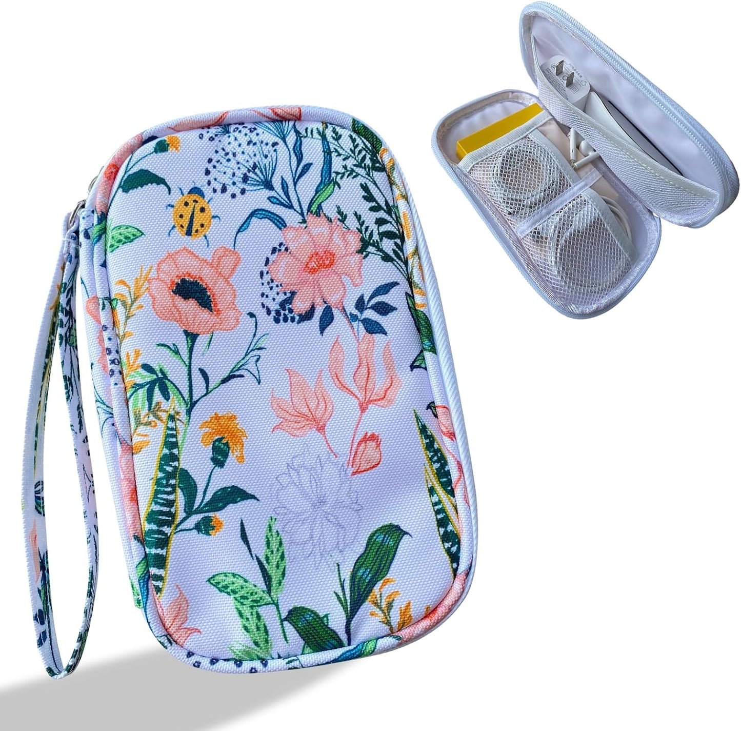 Electronics Organizer Travel Case, Cable Organizer Travel Essentials Tech Pouch,Suitable for Charger, Cable, Phone，Flash Drive,Bohemian leaves