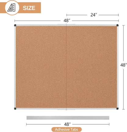 Bulletin Board 36 x 48, Silver Aluminium Framed 4x3 Large Wall Mounted Cork Office Notice Pin Board