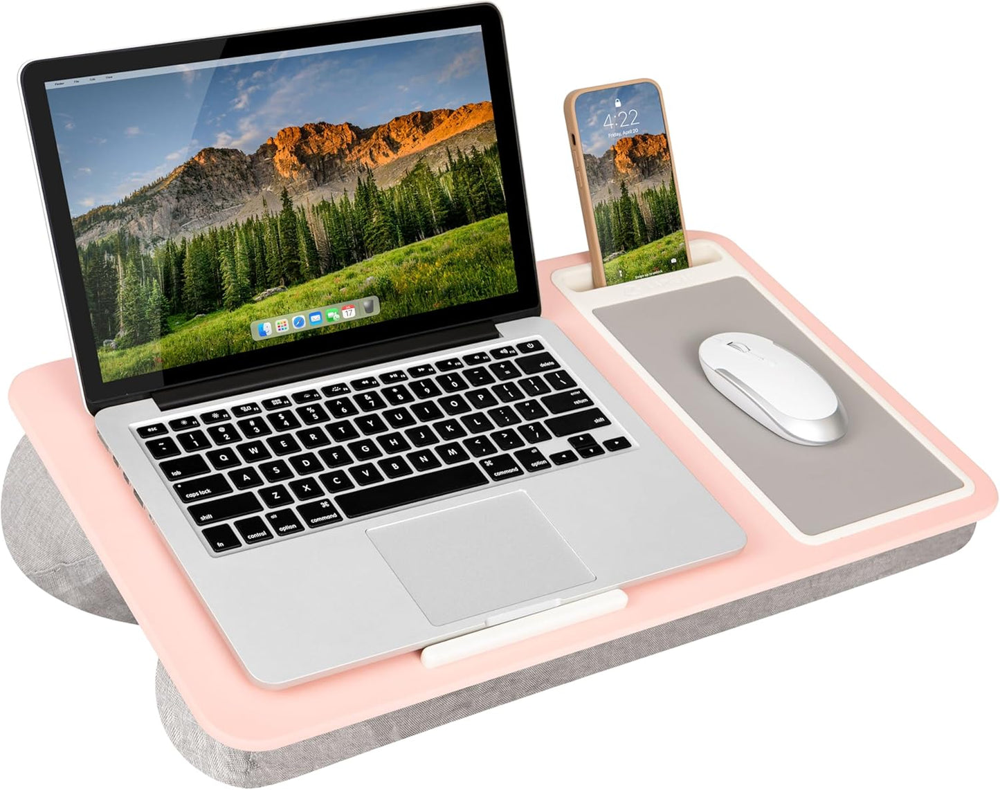 LAPGEAR Home Office Lap Desk with Device Ledge, Mouse Pad, and Phone Holder - Black Carbon - Fits up to 15.6 Inch Laptops - Style No. 91588