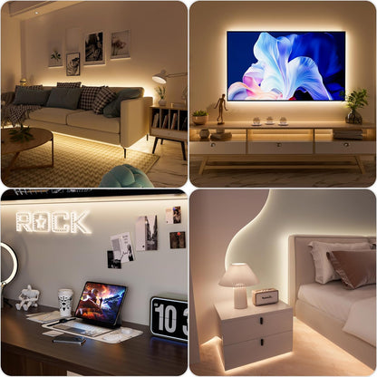 PAUTIX COB LED Strip Lights 5V USB Powered Dotless Super Bright Dimmable LED Lights 3000K Warm White 6.56ft TV Backlights,Flexible 3M Adhesive Under Cabinet Light for Bedroom,Kitchen,Shelf Lighting