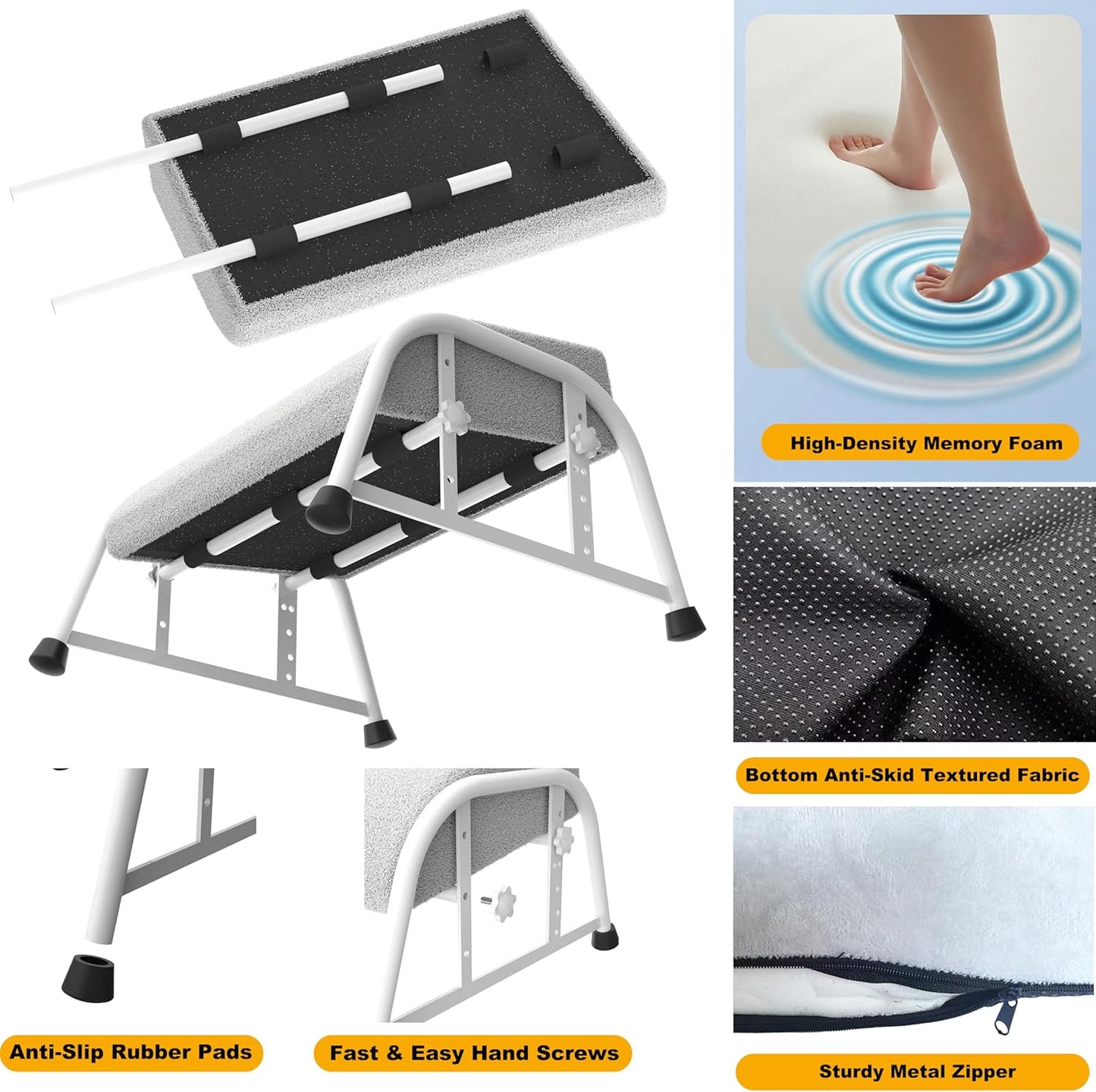 Under Desk Footrest with Memory Foam,Adjustable 10-Level Ergonomic Foot Rest for Office & Gaming Desk for Leg Rest,Reinforced Metal Frame,Non-Slip Base Extra Large（Black No Baseplate