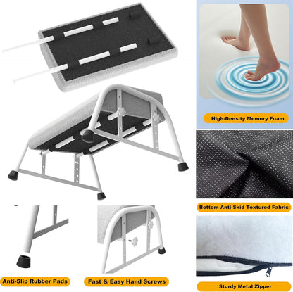 Under Desk Footrest with Memory Foam,Adjustable 10-Level Ergonomic Foot Rest for Office & Gaming Desk for Leg Rest,Reinforced Metal Frame,Non-Slip Base Extra Large（Black No Baseplate