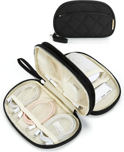BAGSMART Electronics Organizer Travel Case, Cord Organizer for Women, Travel Cable Bag (Beige)