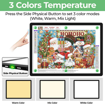 Zocelight Rechargeable A4 Tracing Light Box with Padded Case,Ultra Bright Led Light Pad with Physical Button,Wireless Light Board for Diamond Painting,Dimmable 9000LUX Lightbox for Tracing and Drawing