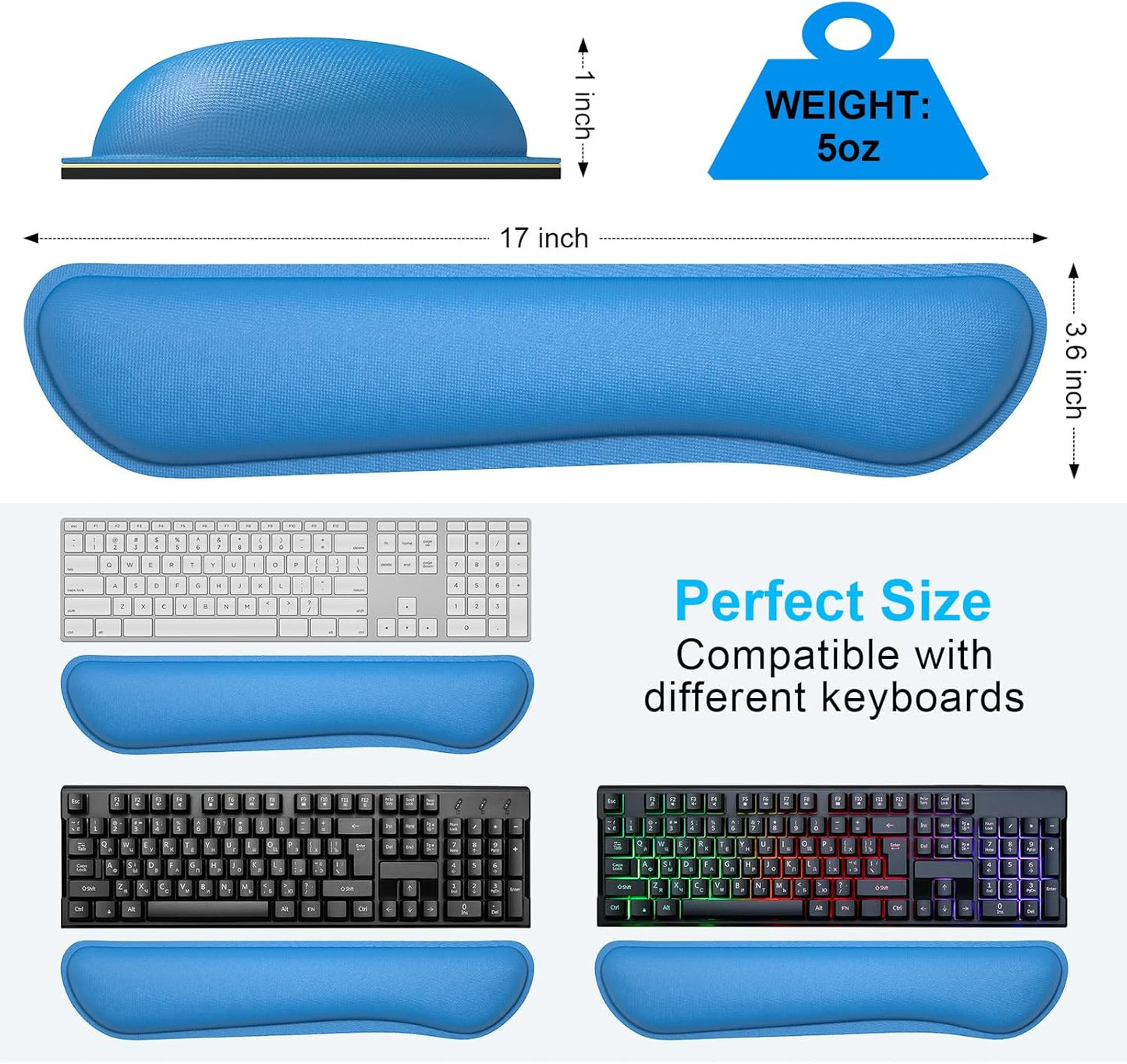 Dapesuom Enlarge Keyboard Wrist Rest, Memory Foam Keyboard Wrist Cushion for Computer Desk Mats Support, Pain Relief Ergonomic Mouse Pad Rests with Non-Slip Base for Gaming, Laptop, Radiant Orchid