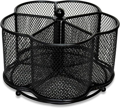 360 Degree Rotate Pen Holder for Desk Mesh Desk Pen Organizer Pencil Holder Large Capacity Accessories & Workspace Organizers for School,Home (Black, No hook)