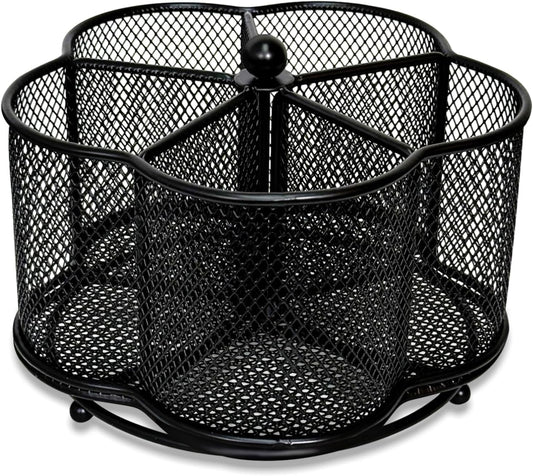 360 Degree Rotate Pen Holder for Desk Mesh Desk Pen Organizer Pencil Holder Large Capacity Accessories & Workspace Organizers for School,Home (Black, No hook)