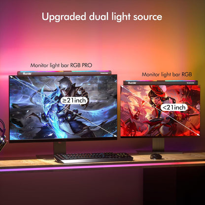 Quntis Monitor Light Bar 15.7", 24 RGB Backlight Modes for lmmersive Gaming Ambience, 900 Lux Glare-Free Computer Screen Lamp, High CRI 95 Eye Care Desk Light for Home Office