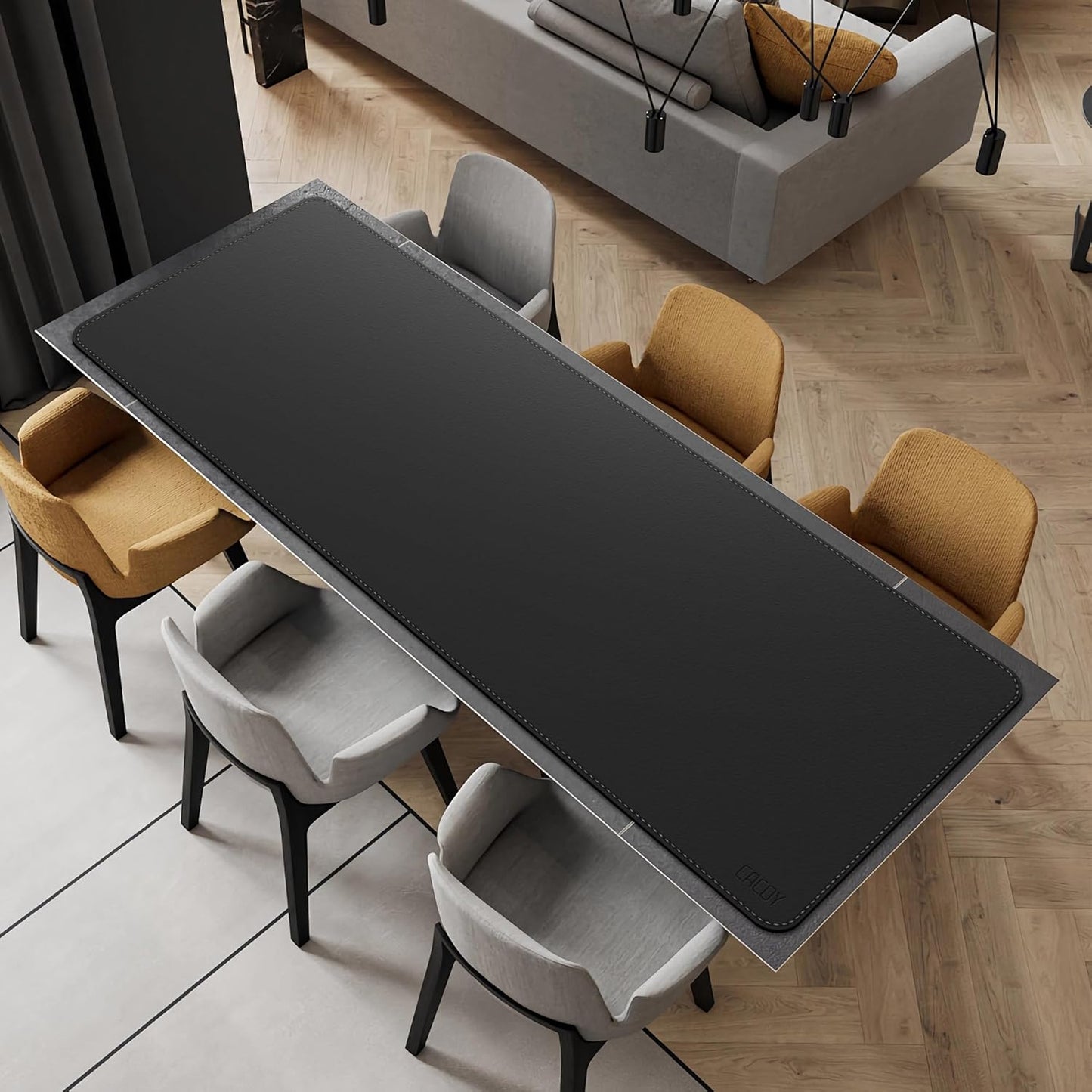 Cacoy 36" x 20" Leather Desk Mat for Home Office, Extra Large PU Leather Desk Pad Blotters, Waterproof Computer Keyboard Mat, Extended Gaming Mouse Pad, Desk Protector for Desktop and PC Laptop, Black