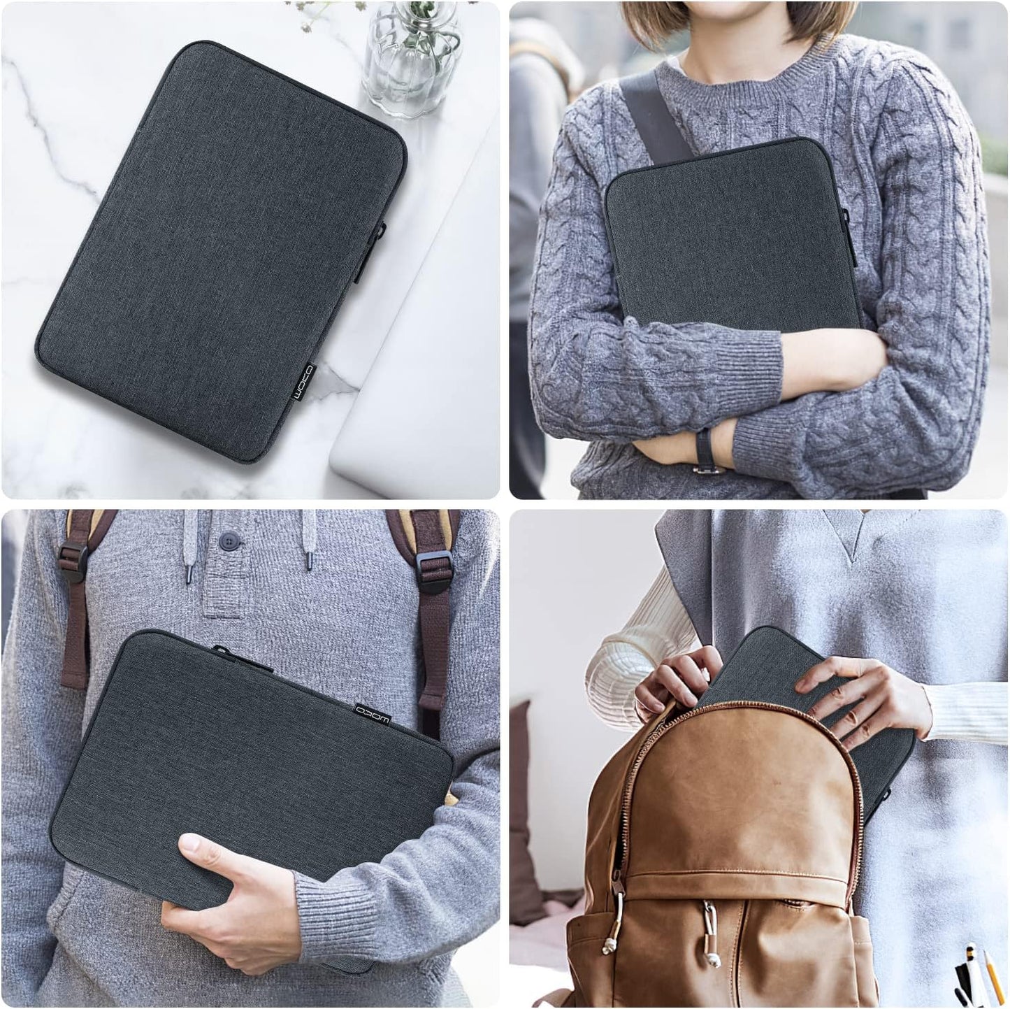 MoKo 7-8 Inch Tablet Sleeve Bag, Polyester Pouch Cover Case Fits iPad mini (A17 Pro) 8.3" 2024, iPad mini 6/5/4/3/2/1, Samsung Galaxy Tab S2 8.0, Tab A 8.0, ZenPad Z8s 7.9,Black
