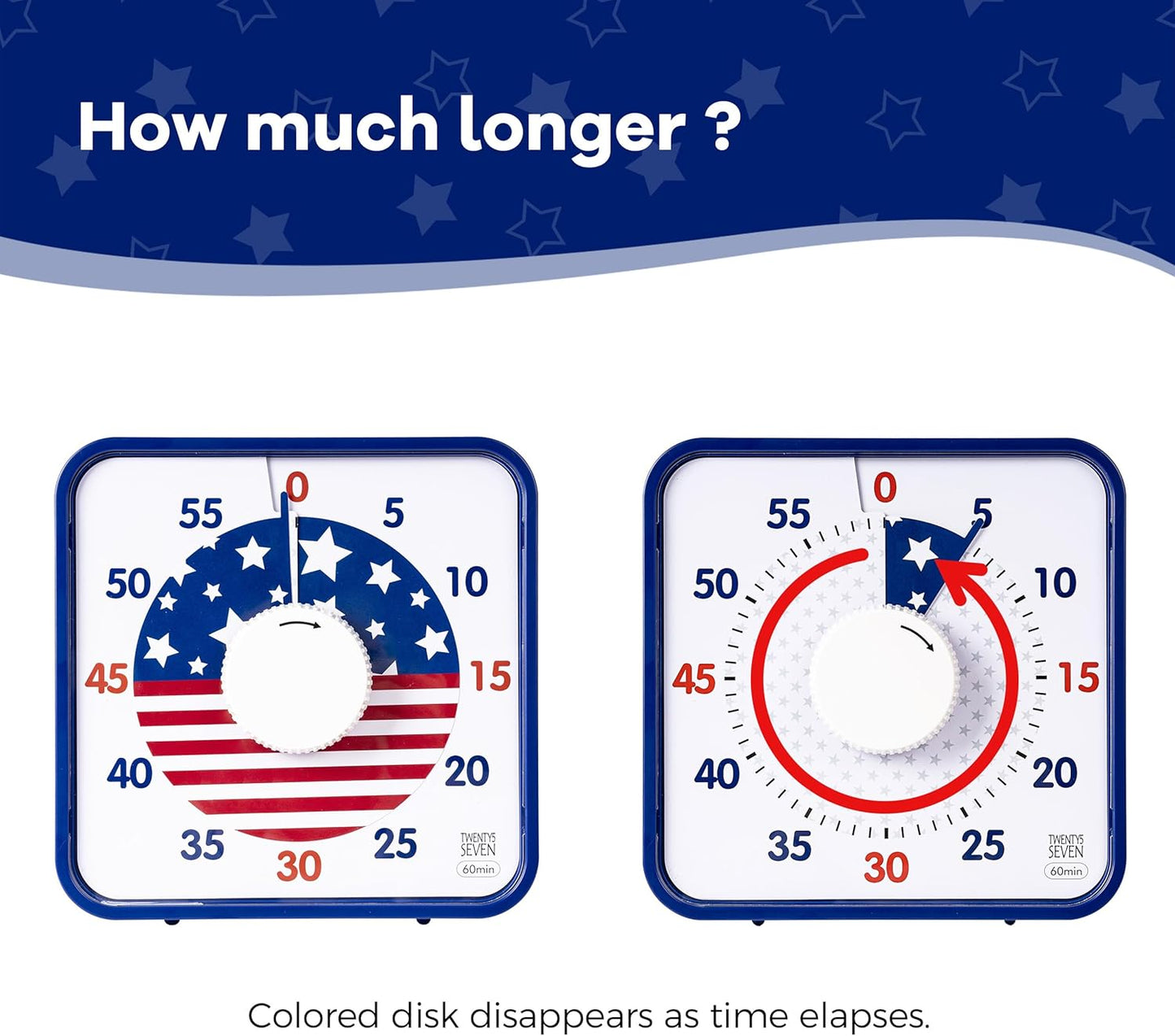 Visual Timer 7.5 inch; 60 Minute 1 Hour Countdown Timer for Kids Classroom Teaching Tool Home Office Meeting, Mechanical Countdown Clock for Exam Time Management Magnetic, Sky Blue with Colorful Disc