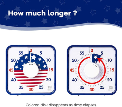 Visual Timer 7.5 inch; 60 Minute 1 Hour Countdown Timer for Kids Classroom Teaching Tool Home Office Meeting, Mechanical Countdown Clock for Exam Time Management Magnetic, Sky Blue with Colorful Disc