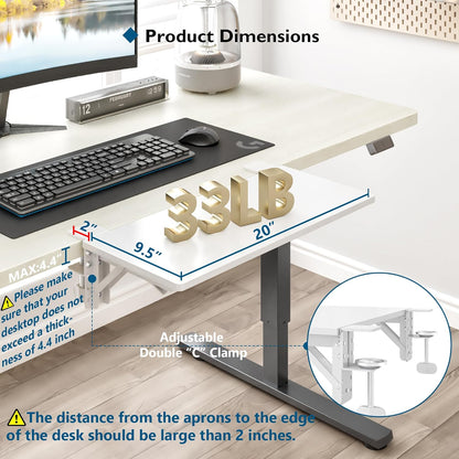 BONTEC Desk Extender Tray, 11.8"x5.9" Table Mount Arm Wrist Rest Shelf, 90°Foldable Elbow Support, Clamp on Computer Arm Rest for Desk, Office & Home Use, Durable & Easy to Install, Black Carbon Fiber