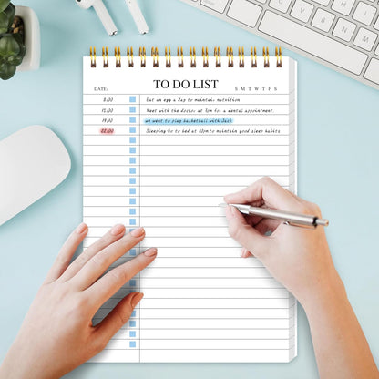 To Do List Notepad 3 Pack, Undated Daily Planner Notepad With To Do List Notebook Checklist Planner Spiral Waterproof Notepad for Office Supplies, School Planner, 52 Sheets/Pack, 5.5"*8.3" A5 Size