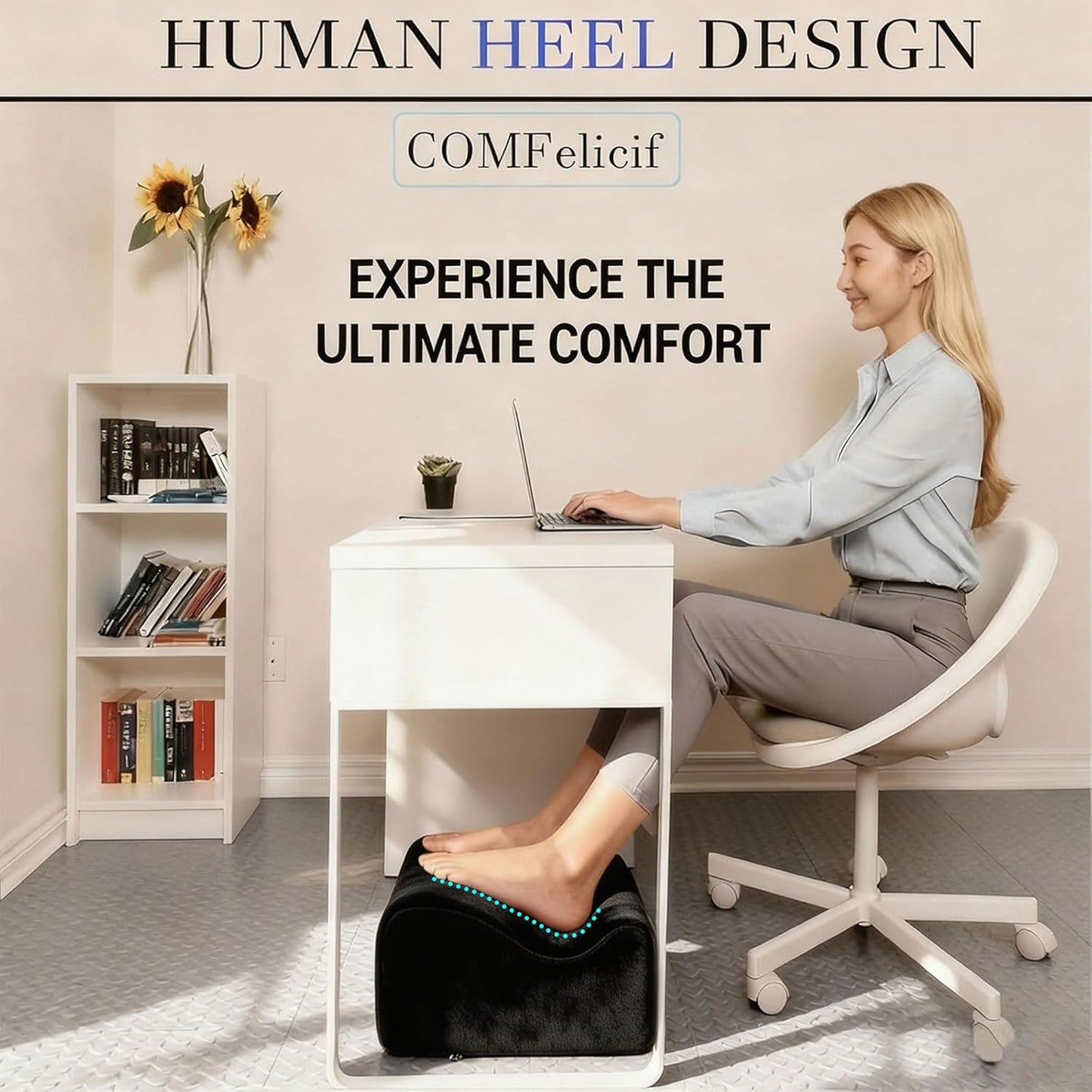 Foot Rest for Under Desk at Work,At Work Soft Ergonomic Footrest,Support Foot Pillow,Heel Chair,Leg Elevation Pillow,(Blue)