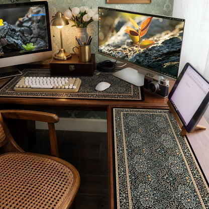 iCasso Desk Cover Mat, Office Mouse Pad, Desk Protector Mat, Extra Large Matt for Desktop,Anti-Slip XXL Big Mousepad with Stitched Edges for Computer Keyboard Retro Black - Colors A